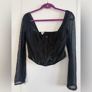 Garage Black Sheer Sleeve Corset Blouse